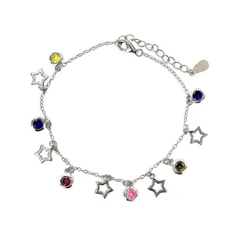 

Chain bracelet's Silver with 5 Stars 6 Chatones Color