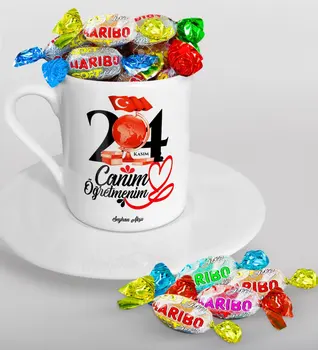 

Personalized Monsieur Lazhar Turkish coffee Cup and Haribo Candy Gift Seti-10