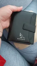 Billetera de cuero genuino antirrobo RFID para hombre, tarjetero Vertical con cremallera a presión, monedero