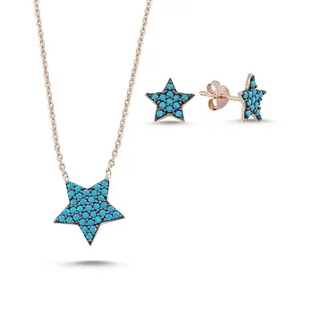 

Angemiel 925 Silver Nano Turquoise Gemstone Star Set - Rose Gold Plated