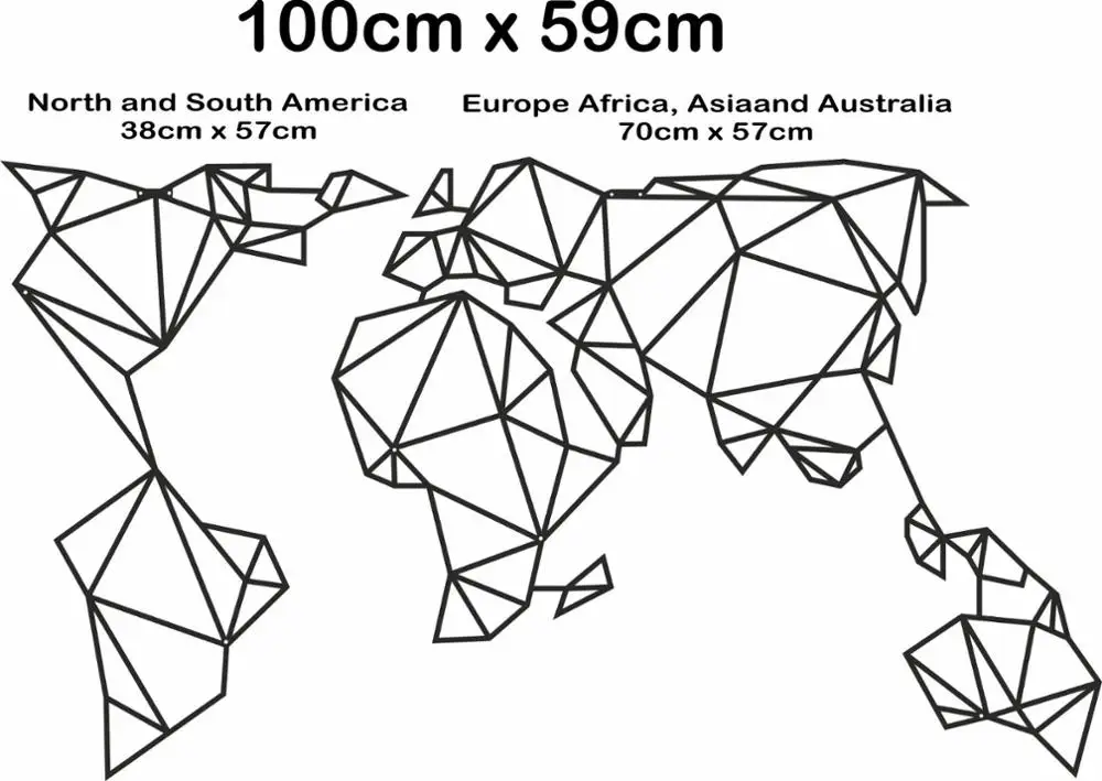 Геометрическая металлическая карта мира Настенная настенное искусство