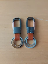 QOONG-Llavero de cuero genuino para hombre, de aleación de alta calidad, bolso colgante, elegante, de negocios, coche, llavero con anilla, soporte, joyería Y58, 2021