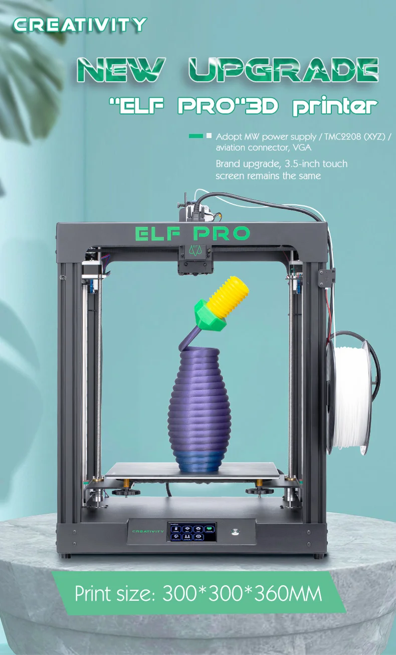 Creativity Latest FDM CoreXY 3D Printer Kit ELFPRO Extruder ultra-quiet Drive MW Power Supply High Quality 3d Printer best cheap 3d printer