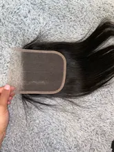 Cuniversitario-mechones de pelo liso con cierre 4x4, cabello humano Remy brasileño de 100%, 3/4 mechones con cierre de encaje suizo marrón medio