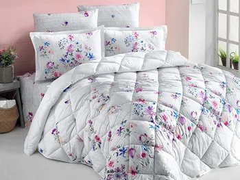 

Multicolored Quilt and Duvet Cover Set 100% Cotton Made Double Romantic Sleep Set NEVADA
