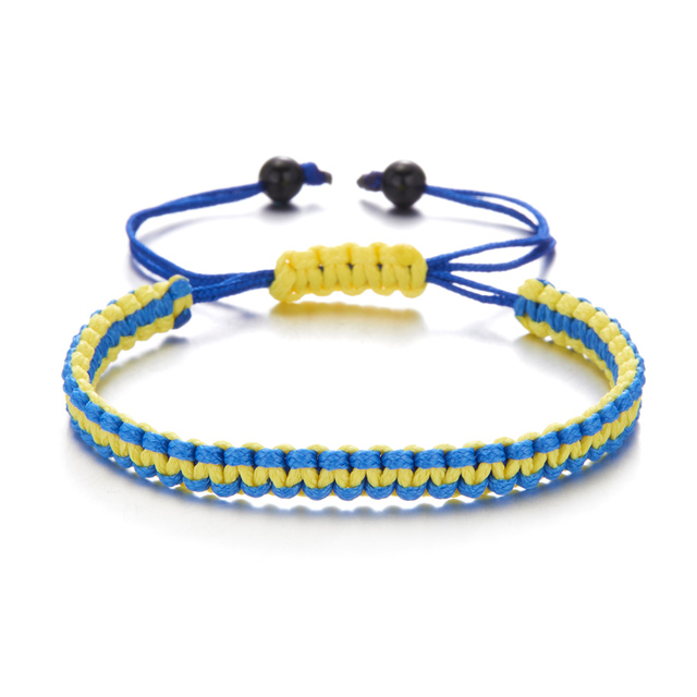 Trendy Ukraine National Flag Bracelets Handmade Natural Stone Beads Bracelet Yellow Blue Ukrainian Flag Patriotism Pride