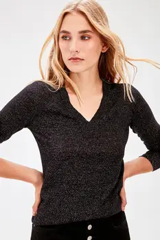 

Trendyol Black Lurexli Knitwear Sweater TWOAW20ZA0039