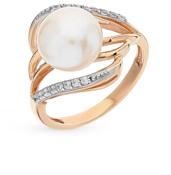 

Gold ring with cubic zirconia and pearls sunlight sample 585