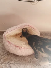 Cama redonda de felpa para gatos, casa cálida para gatos, perro de peluche suave para cama larga para perros y gatos pequeños, nido 2 en 1, cojín para cama de mascotas, sofá para dormir