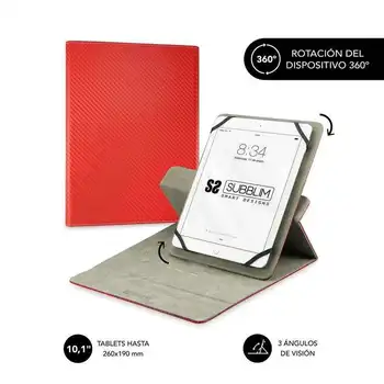 

Subblim rotate 360 ° universal tablet case up to 10.1 '/25.6cm red-rotation 360 °-velvety interior-system