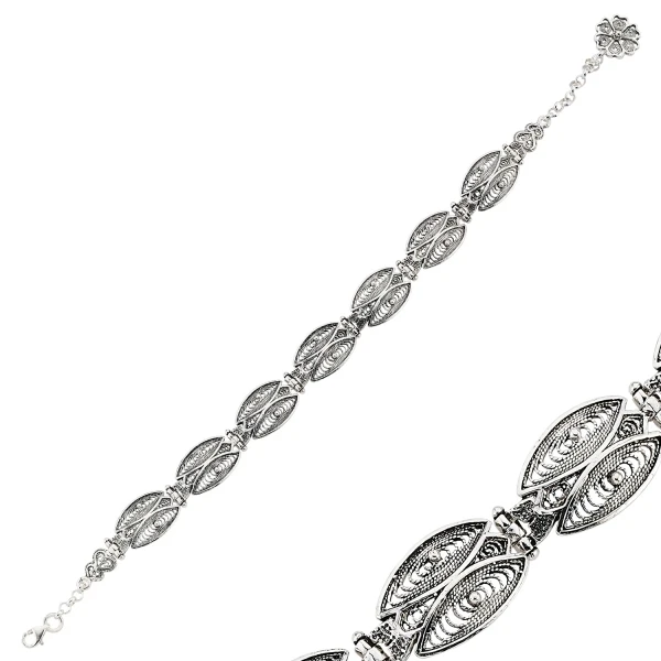 Серебряный 925 пробы браслет с филигранным узором