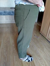 Pantalones bombachos de lino y algodón para mujer, hasta el tobillo Capris largos, con cintura elástica, para primavera y verano, 2021