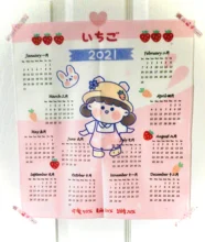 W & G-tapiz Kawaii para colgar en la pared Fondo Coreano, decoración de pared Ins, calendario 2021, tapiz, pared Tumblr, enviar pegatinas