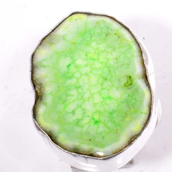 

Genuine Solar Quartz Ring Silver Overlay over Copper Hand made Jewelry women gift ，Size：7.75