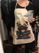 Kitchen Apron Bulldog Dog-Printed Dachshund Cooking Bib Cleaning-Tool Cotton Pug 