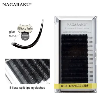 

NAGARAKU Flat Ellipse Eyelashes Maquiagem Split Tips Ellipse Shaped Natural Light Magnetic Ellipse Lashes Glossy Color