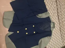 Esmoquin gris de 3 piezas para boda, trajes formales para hombres, conjunto de chaqueta, chaleco de doble botonadura con pantalones azules reales, traje de moda para hombre