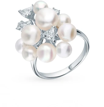 

Silver ring with cubic zirconia and pearls sunlight sample 925