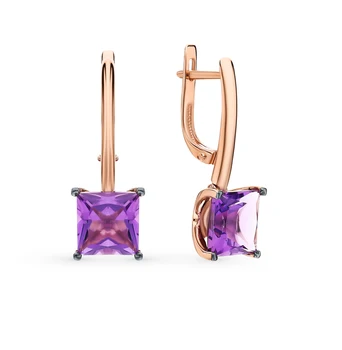 

Gold earrings with amethyst sunlight sample 585
