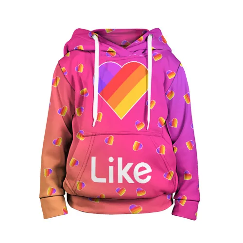 Baby sweatshirt 3D Likee Video 1, comfortable sweatshirt Лайк, bright colors, for children, for boys and girls, with a hood