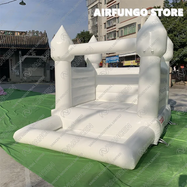 Wholesale Air Bounce Jumping Inflatable Wedding Castle White Bounce House With Ball Pit For Kids Moonwalk Party Celebration 4