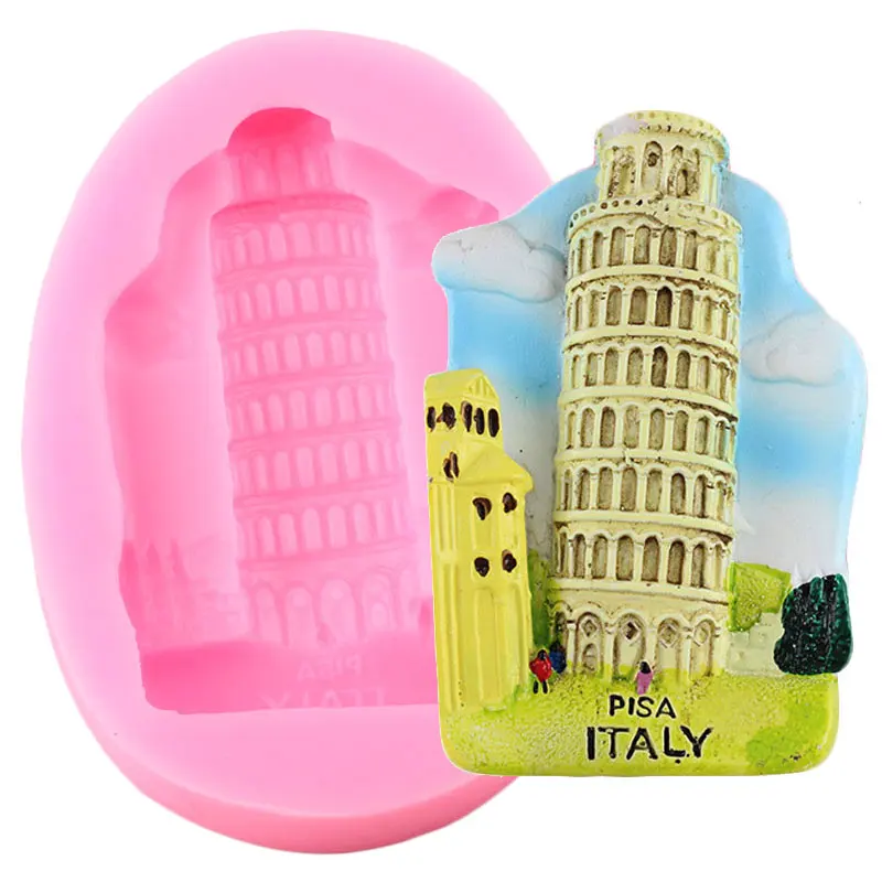 Leaning Tower Pisa Italy Building Silicone Candy Chocolate Moulds