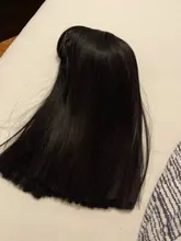 ALAN EATON-Peluca de cabello sintético liso para mujer, cabellera artificial corto y rubio con flequillo, color marrón degradado, estilo Cosplay, resistente al calor