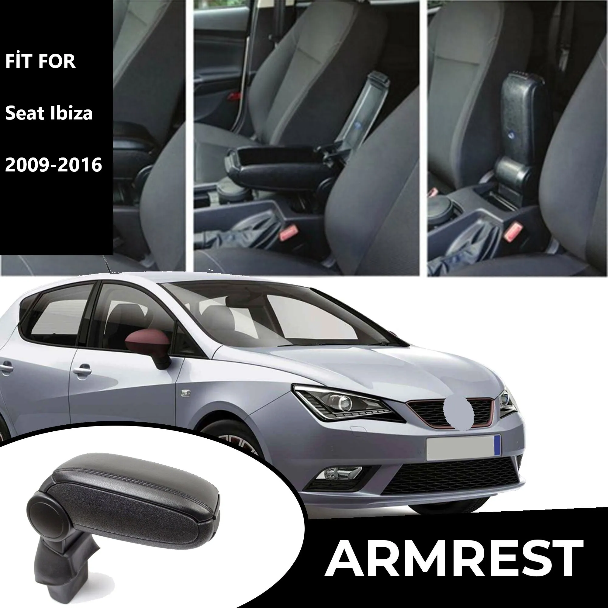 Misura Per Seat Ibiza 6J Bracciolo Nero 2009-2016 Bracciolo Nero Sedile Regolabile Bracciolo Console Centrale Auto