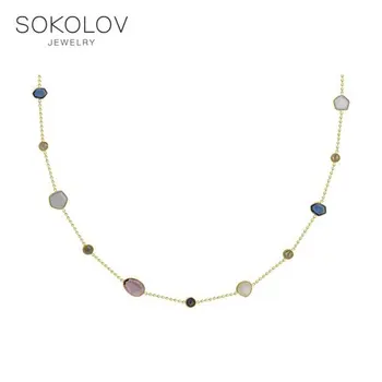 

Necklace SOKOLOV from silver with semi precious inserts fashion jewelry 925 women's/men's, male/female