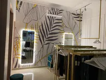 Background Wallpaper Banana Leaf Living-Room Wellyu Black Nordic Hand-Painted White 3d