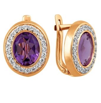 

Gold earrings with amethyst and cubic zirconia sunlight sample 585