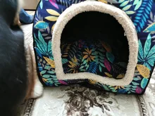 Cama para mascota cálida desmontable para invierno, caseta para dormir de perro, nido de gato suave para gatito y cachorro, cueva cómoda, diseño de lazo, lavado a mano