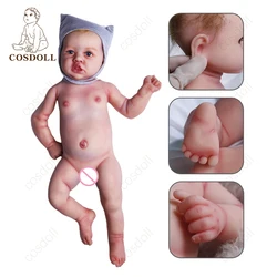 Poupée COSDOLL non peinte pour bébé chauve, corps entier, en Silicone solide, vierge, de 22 pouces, 4.7 kg, douce et réaliste, DIY 