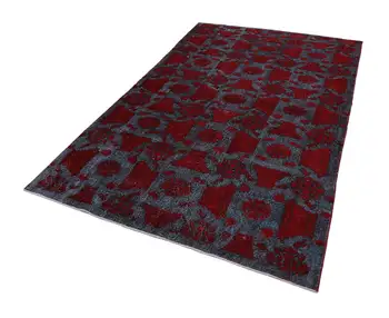 

173x296 Cm Red Handmade Over Dyed Rug-6x10 Ft