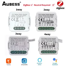 1/4 CH Aubess Zigbee Switch ZigBee3.0 Hub Required Smart Home Tuya Breaker Mobile Smart Life APP Alexa Google Home