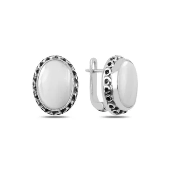 

Teleplus Pearl Cubic Zirconia Oxidized Hand Handwork Earrings 925 Sterling Silver