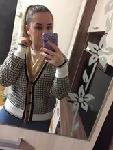 Oversize Cardigans Sweaters Checkered Plaid Colorfaith Fashionable Womens Spring Knitting