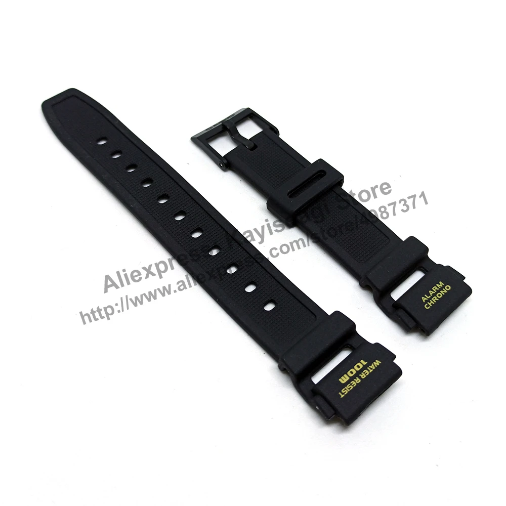 19mm Black Rubber Watch Band / Strap Compatible For Casio Aq-150w (yellow  Letter) - Watchbands - AliExpress
