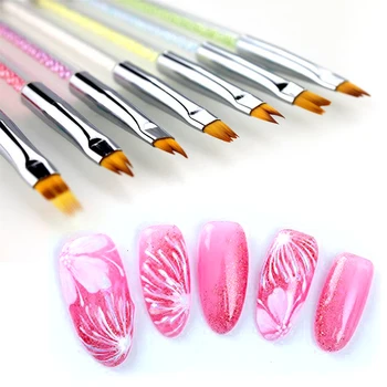 

TP 7pcs/set Dual Head Nail Art Painting Dotting Brush Acrylic 3D French Flower Petal Drawing Sequins Decor Pick Up Brushes Kit