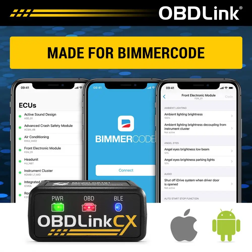 OBDLink-adaptador OBD2 CX Bimmercode para BMW/Mini, Bluetooth 5,1 BLE, funciona con iPhone/iOS y Android, codificación de coche, OBD II