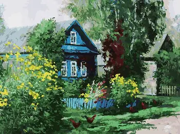 

Coloring by numbers: House in the village 30*40 cm snow white 091-as