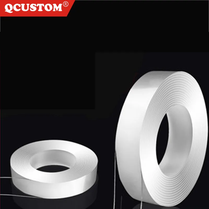 

QCUSTOM Double Sided Tape Gecko-Tape Nano Magic Transparent Traceless Cinta Adhesiva Multifunction flexible Tape Loop Disks Glue