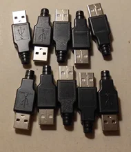 New 10pcs Type A Male USB 4 Pin Plug Socket Connector With Black Plastic Cover