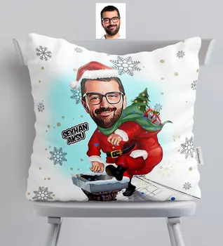 

Personalized Christmas Themed Bay Caricature Of Satin pillow-2