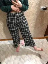 Pantalones holgados con cintura elástica para mujer, pantalón Vintage a cuadros, coreano, Harajuku, de cintura alta, informales, Retro, de pierna ancha, 2021