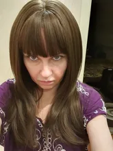 EASIHAIR-Peluca de BoBo marrón oscuro con flequillo, sintética, ondulada, de capa media, para mujeres negras, Cosplay, fiesta, resistente al calor, Natural