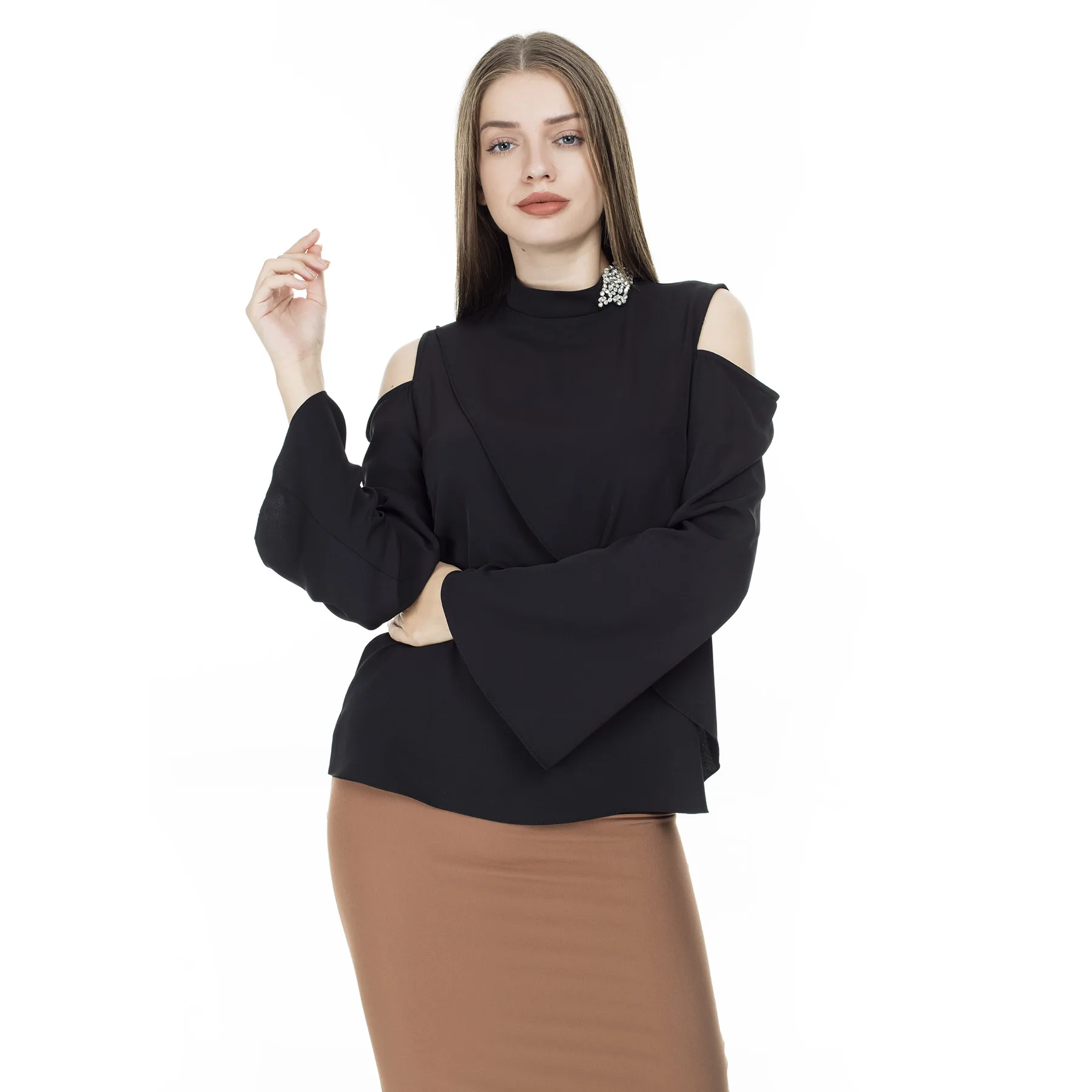 

Via Dante Shoulder Detail Gemstone Collar Blouse WOMEN BLOUSE 4786123VD