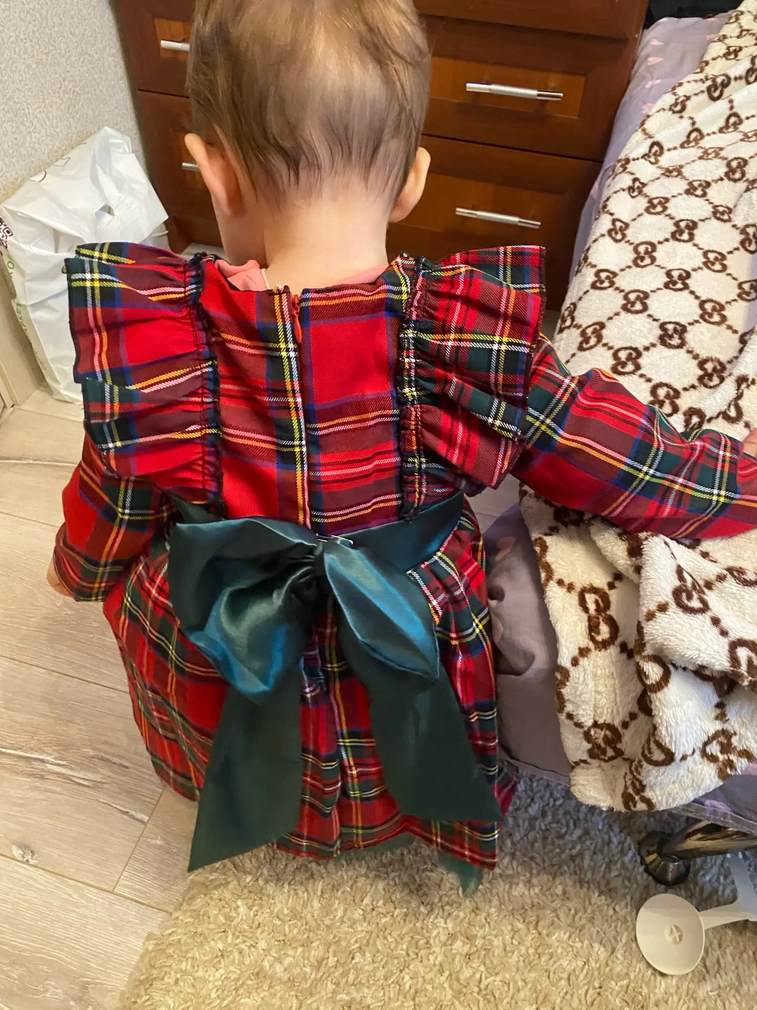 Baby Girls Red Plaid Princess Dresses photo review