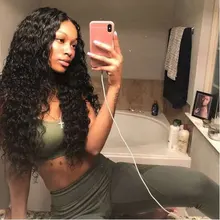 Wigirl-pelucas de cabello humano con malla Frontal para mujer Peluca de cabello humano brasileño con ondas profundas de 28 a 30 pulgadas, rizadas con agua, cierre 4x4, color negro