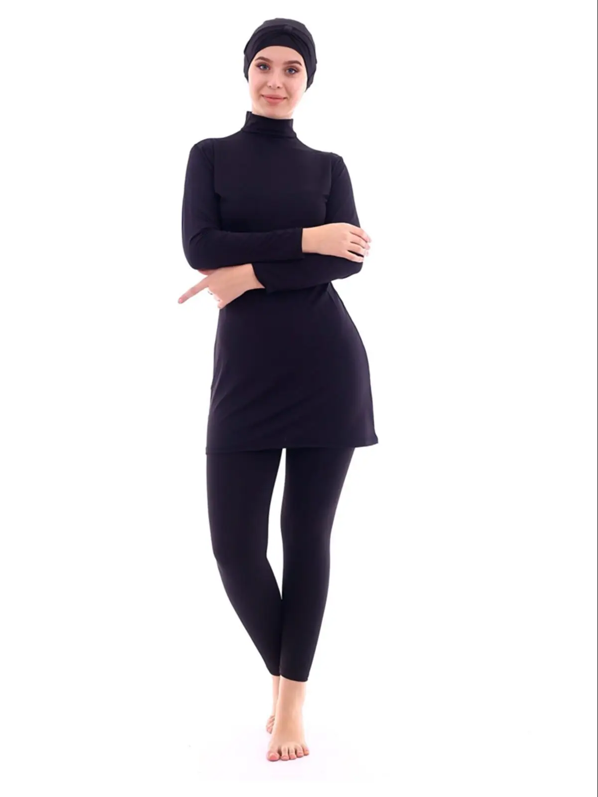 Long Sleeve Full Hijab Swimsuit Women Swimwear Hashem Unlined Long Sleeve Muslim  Stand Collar Summer Sea Swimming